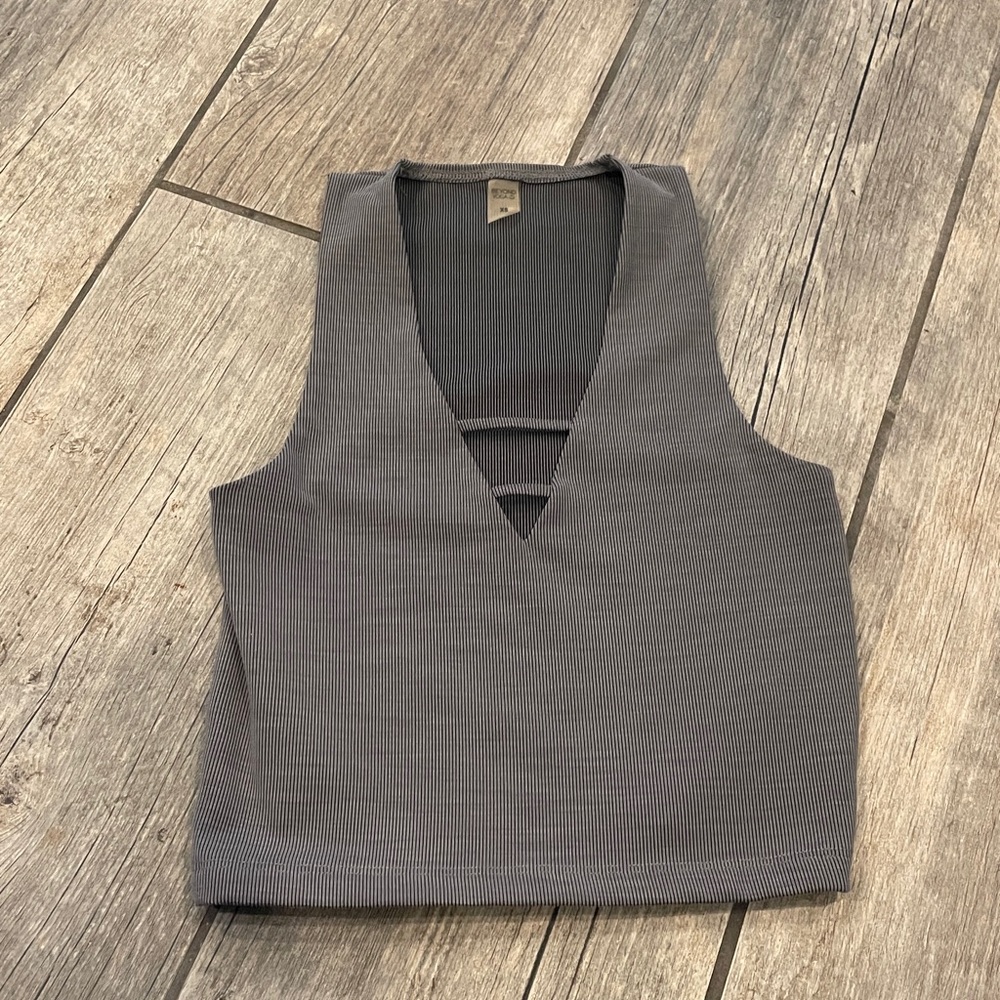 Beyond Yoga Black and White Striped Top